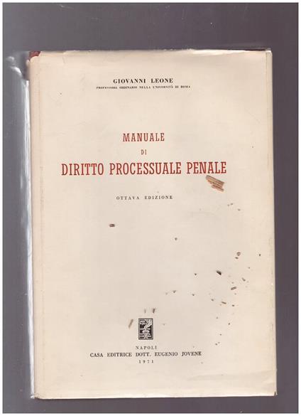 Manuale di diritto processuale penale - Giovanni Leone - copertina