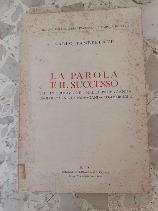 La parola e il successo - Carlo Tamberlani - copertina