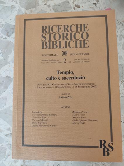 Ricerche storico bibliche - Antonio Pitta - copertina