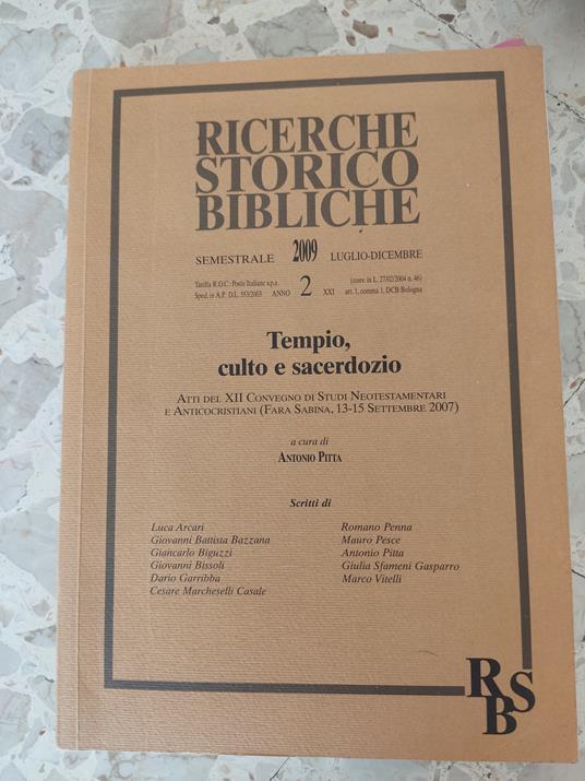 Ricerche storico bibliche - Antonio Pitta - copertina