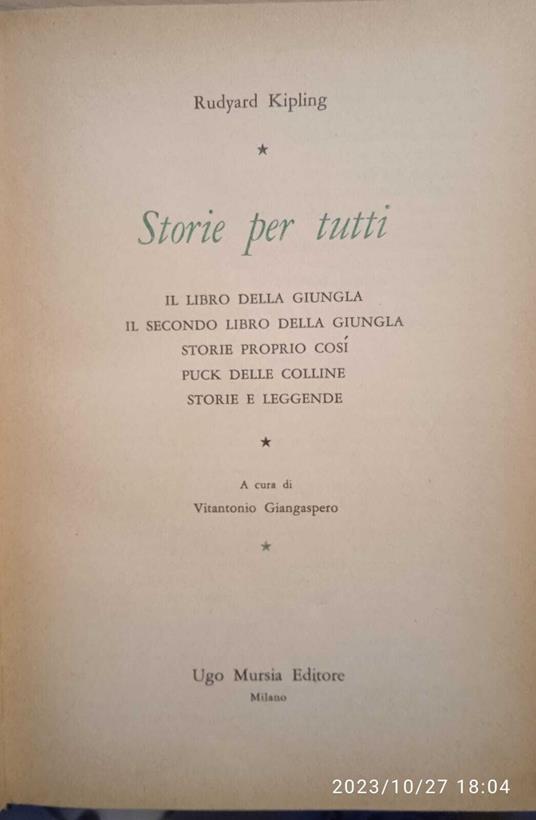 Storie per tutti - il libro della giungla - Rudyard Kipling - copertina
