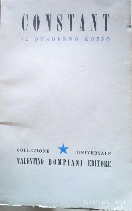 Il quaderno rosso - Benjamin Constant - copertina
