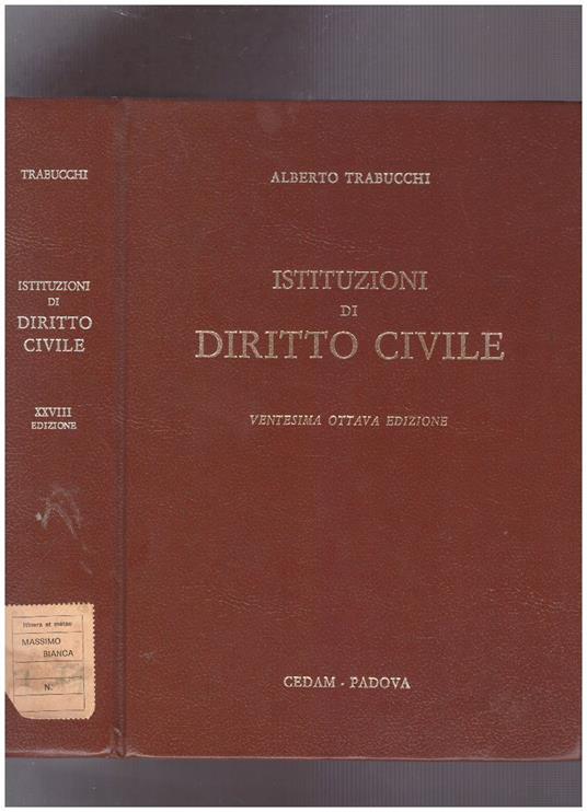 Istituzioni di diritto civile - Alberto Trabucchi - copertina