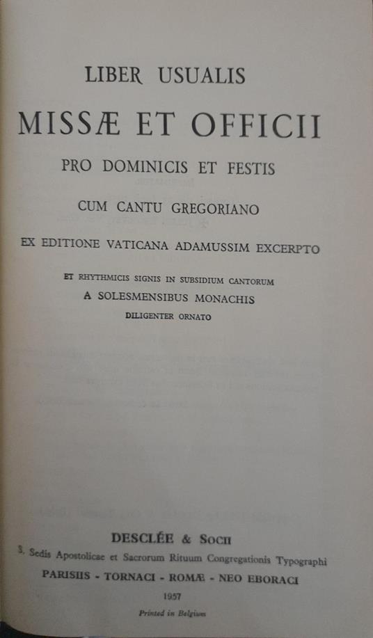 Missae et officii pro dominicis et festis cum cantu gregoriano - copertina