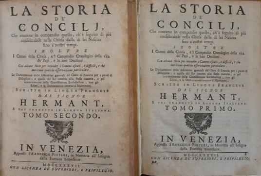 La storia de' Concilj (tomo primo e secondo) - copertina