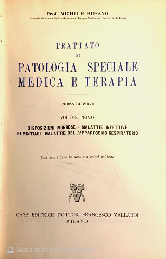 Trattato di patologia speciale medica e terapia. Vol 1-2-3-4 - Michele Bufano - copertina