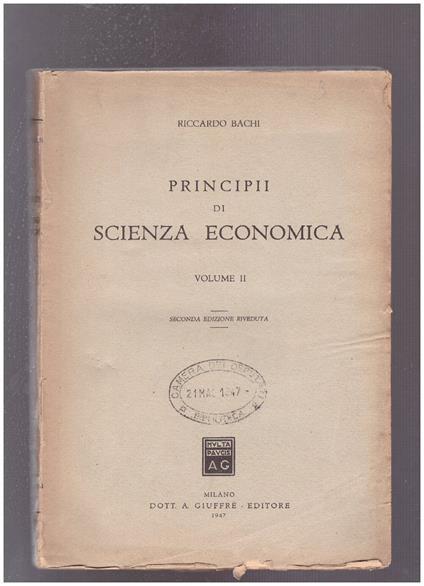 Principii di Scienza Economica Volume II - Riccardo Bachi - copertina