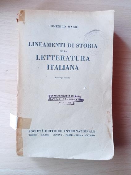 Lineamenti di storia della letteratura italiana - Domenico Magrì - copertina
