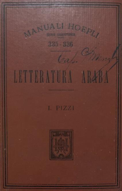 Letteratura araba - Italo Pizzi - copertina