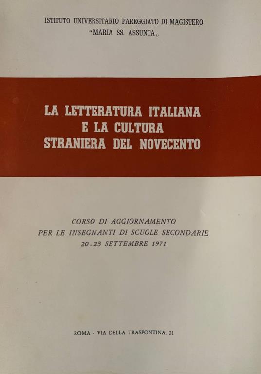 La letteratura italiana e la cultura straniera del Novecento - copertina