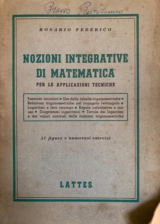 Nozioni integrative di matematica - Rosario Federico - copertina