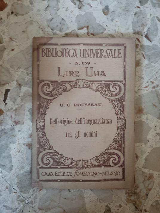Dell'origine dell'ineguaglianza tra gli uomini - Jean-Jacques Rousseau - copertina