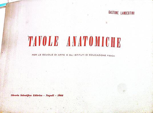 Tavole anatomiche per le scuole di arte e gli istituti di educazione fisica - Gastone Lambertini - copertina
