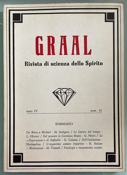 Graal. Rivista di scienza dello Spirito. Anno IV-Vol. IV-Num. 16 - copertina