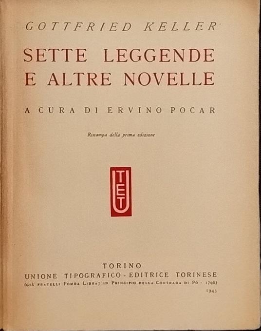 Sette leggende e altre novelle - Gottfried Keller - copertina