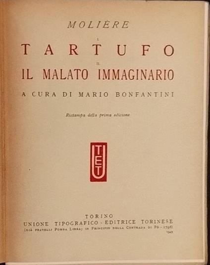 Tartufo. Il malato immaginario - Molière - copertina