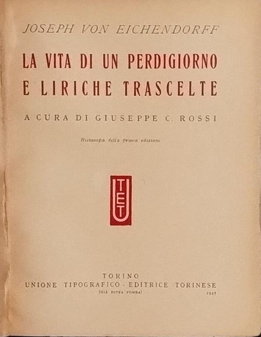 La vita di un perdigiorno e liriche trascelte - Joseph von Eichendorff - copertina