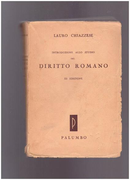 Introduzione allo studio del diritto romano - copertina