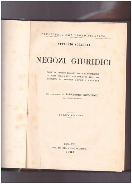 Negozi giuridici - Vittorio Scialoja - copertina