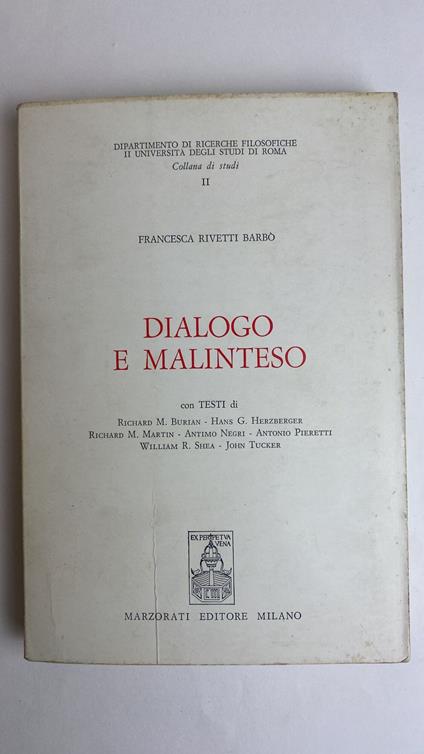 Dialogo e malinteso - Francesca Rivetti Barbò - copertina