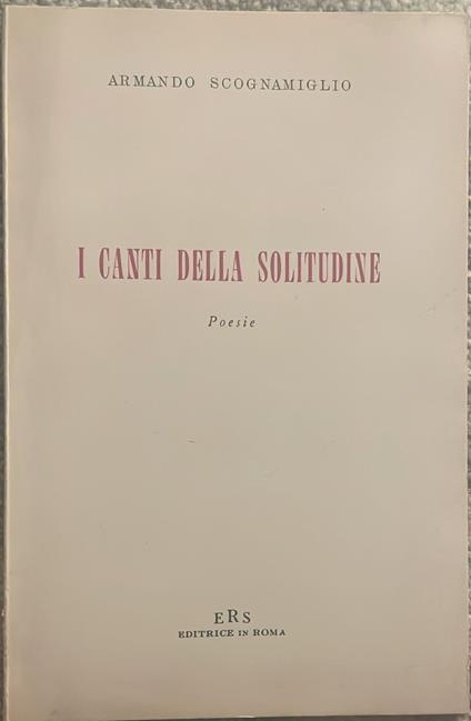 I canti della solitudine. Poesie - copertina