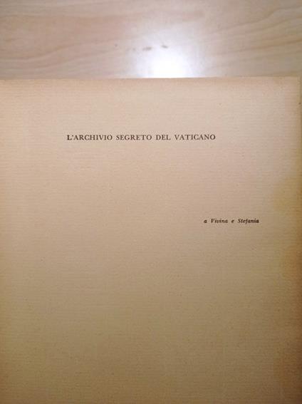 L' archivio segreto del Vaticano - Maria Luisa Ambrosini - copertina