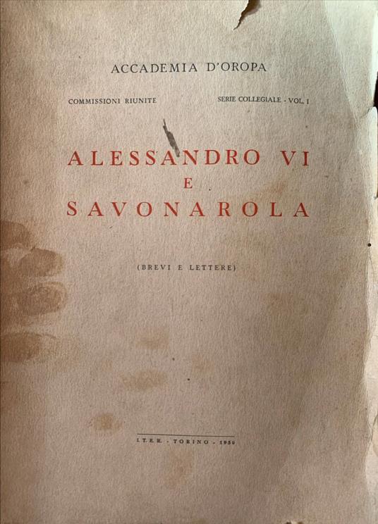 Alessandro VI e Savonarola - copertina
