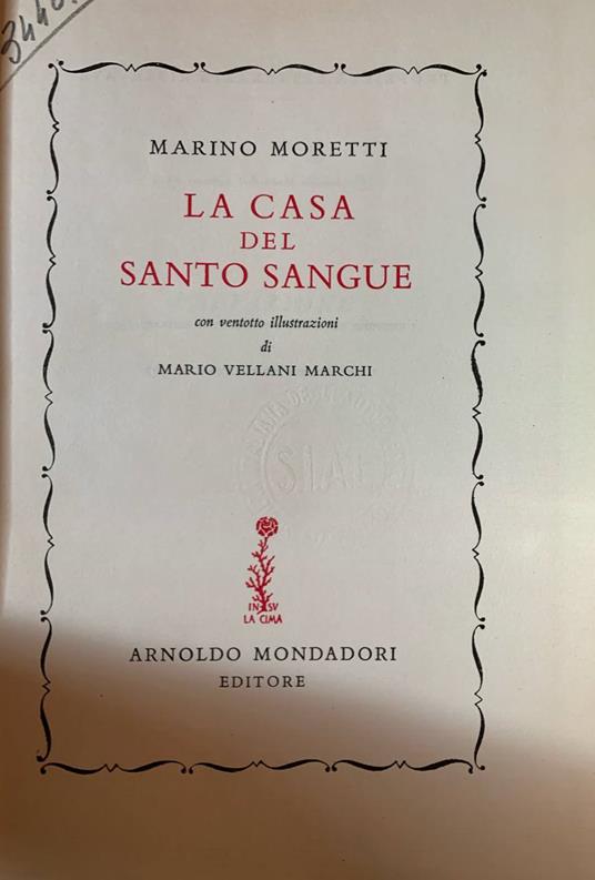 La casa del Santo Sangue - Marino Moretti - copertina