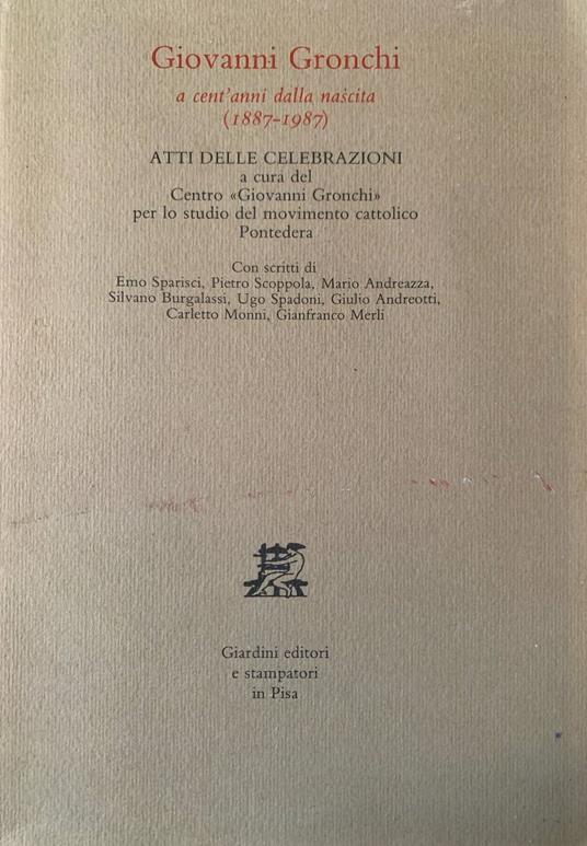 Giovanni Gronchi a cent'anni dalla nascita (1887-1987) - copertina