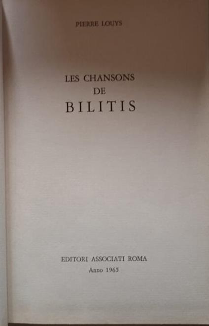 Les chansons de bilitis - Pierre Louÿs - copertina