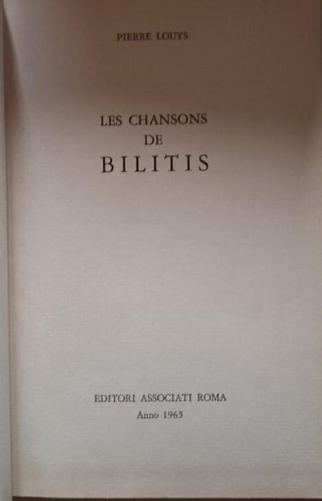 Les chansons de bilitis - Pierre Louÿs - copertina