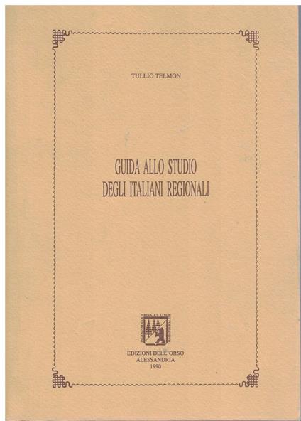 Guida allo studio degli italiani regionali - copertina