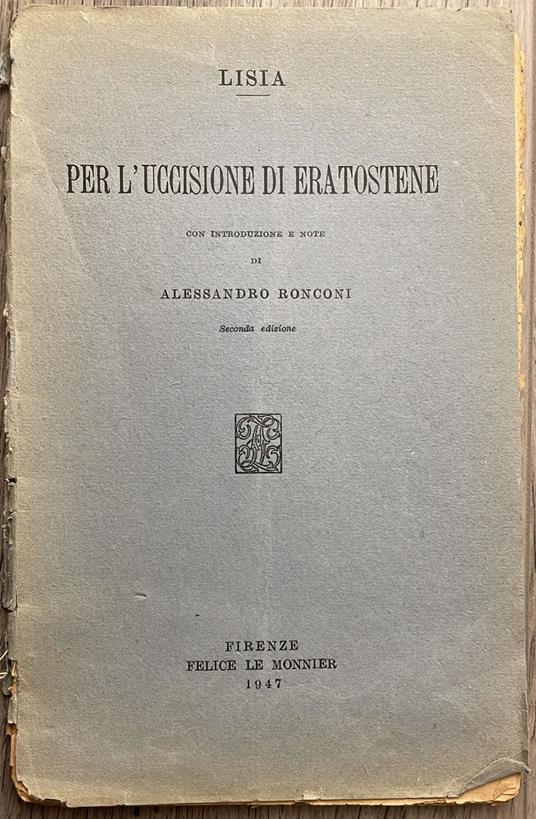 Per l'uccisione di Eratostene - Lisia - copertina