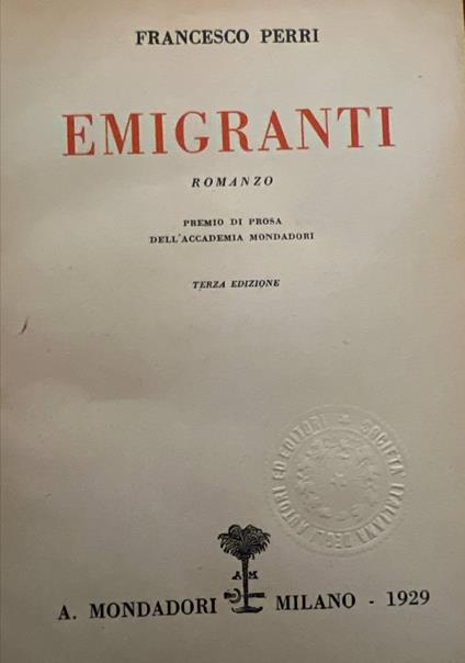 Emigranti - Francesco Perri - copertina