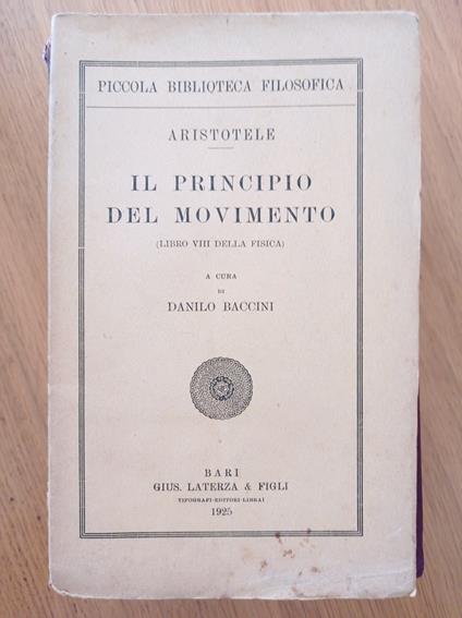 Il principio del movimento - Aristotele - copertina