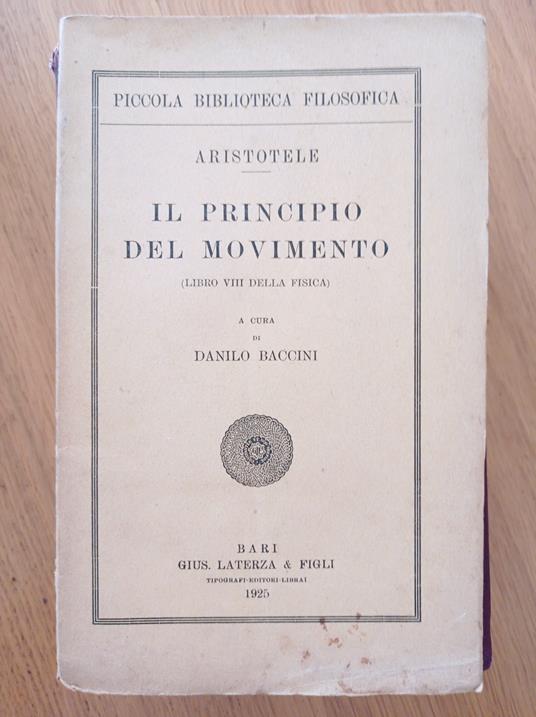 Il principio del movimento - Aristotele - copertina