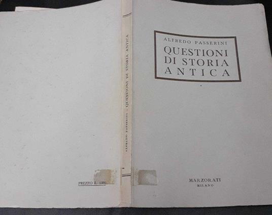 Questioni di storia antica - Alfredo Passerini - copertina