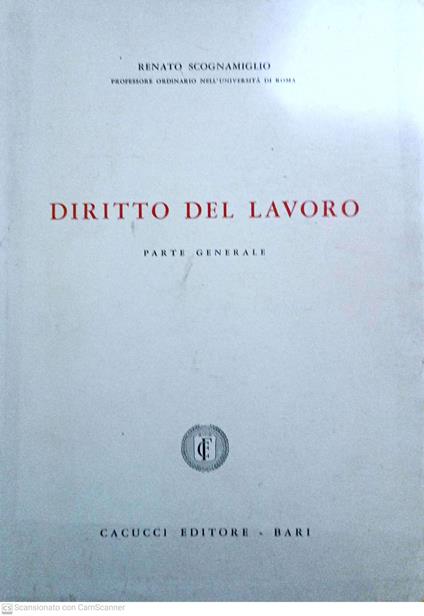 Diritto del lavoro - Renato Scognamiglio - copertina