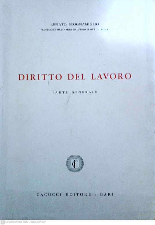 Diritto del lavoro - Renato Scognamiglio - copertina