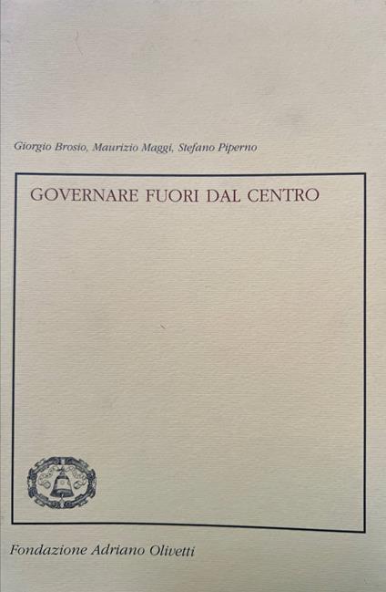Governare fuori dal centro - copertina