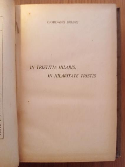 In tristitia hilaris, in hilaritate tristis - Giordano Bruno - copertina