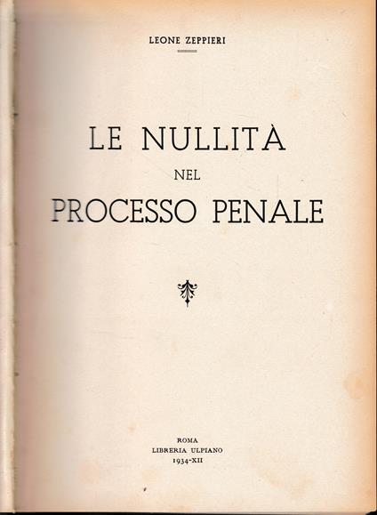 Le nullità nel processo penale - copertina