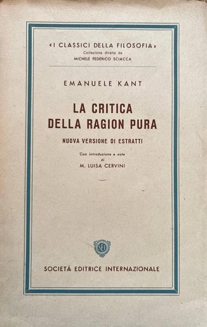 La critica della ragion pura - Immanuel Kant - copertina