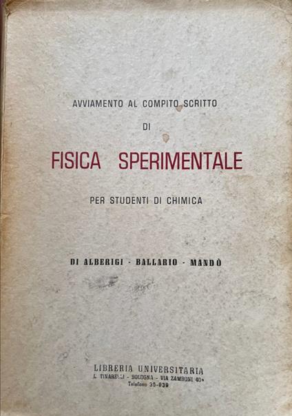 Fisica sperimentale per studenti di chimica - copertina
