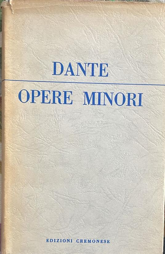 Opere minori - Dante Alighieri - copertina