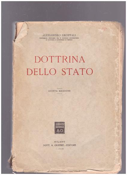 Dottrina dello Stato - Alessandro Groppali - copertina