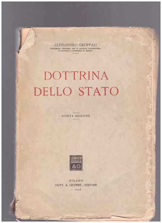 Dottrina dello Stato - Alessandro Groppali - copertina