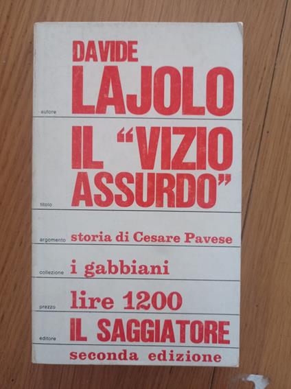 Il vizio assurdo - Davide Lajolo - copertina