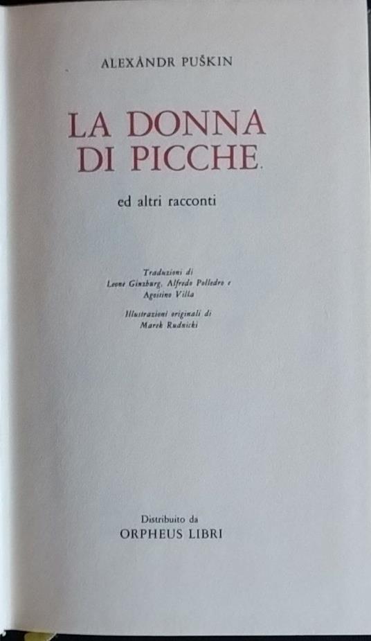La donna di picche ed altri racconti - Aleksandr Puskin - copertina