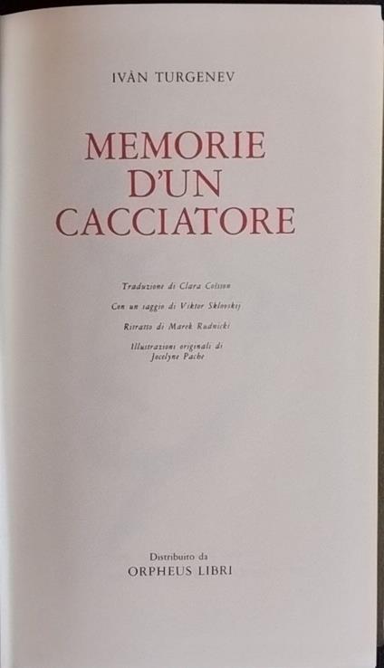 Memorie d'un cacciatore - Ivan Turgenev - copertina